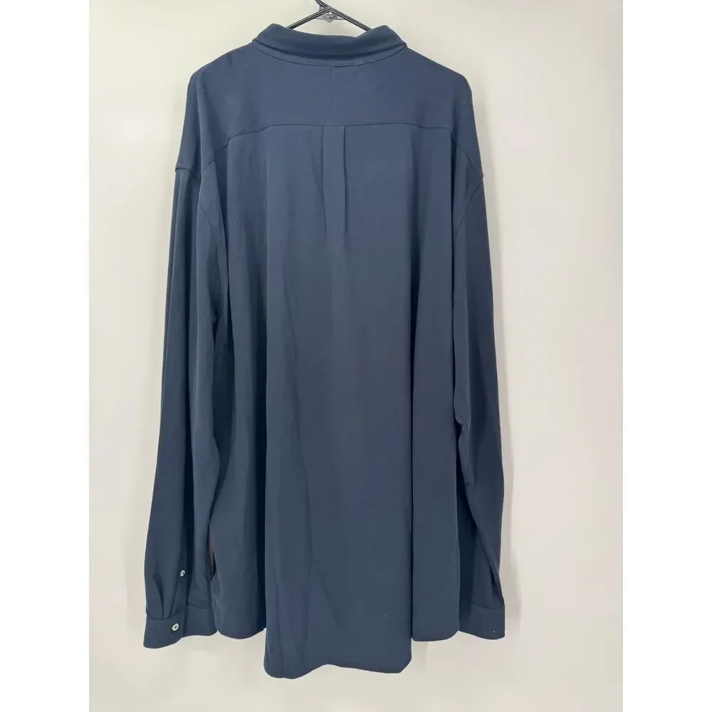 Polo Ralph Lauren Mens Navy Blue Featherweight Mesh Long Sleeve Shirt 4LT Cotton